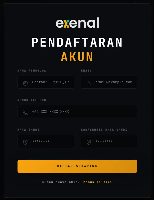 form pendaftaran exenal